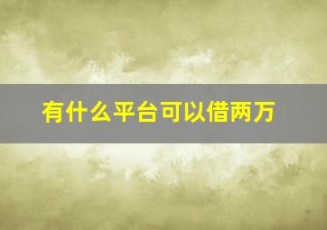 有什么平台可以借两万