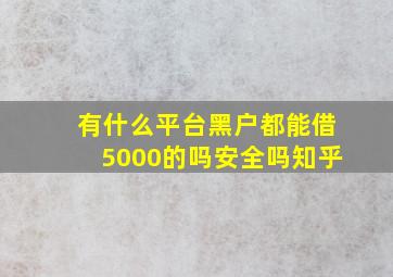 有什么平台黑户都能借5000的吗安全吗知乎