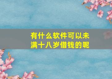 有什么软件可以未满十八岁借钱的呢