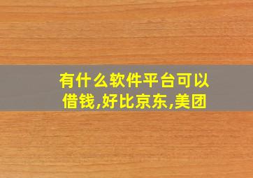 有什么软件平台可以借钱,好比京东,美团