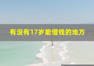 有没有17岁能借钱的地方