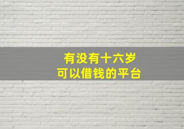 有没有十六岁可以借钱的平台