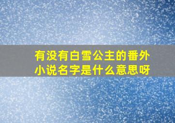 有没有白雪公主的番外小说名字是什么意思呀