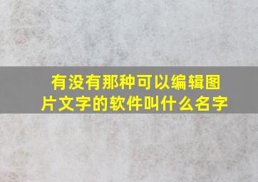 有没有那种可以编辑图片文字的软件叫什么名字