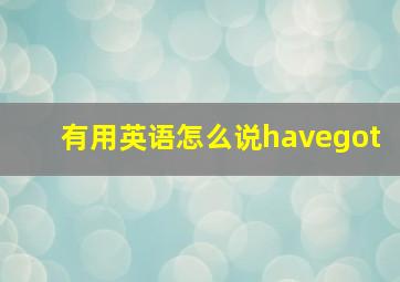 有用英语怎么说havegot