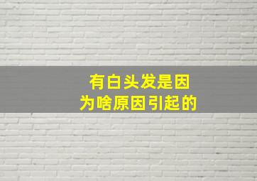 有白头发是因为啥原因引起的