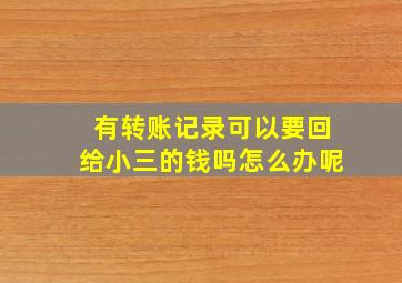 有转账记录可以要回给小三的钱吗怎么办呢