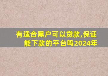 有适合黑户可以贷款,保证能下款的平台吗2024年