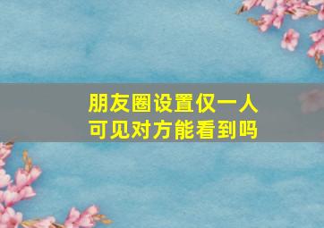 朋友圈设置仅一人可见对方能看到吗