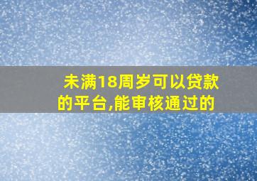 未满18周岁可以贷款的平台,能审核通过的