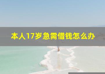 本人17岁急需借钱怎么办