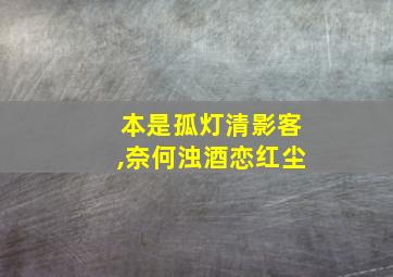 本是孤灯清影客,奈何浊酒恋红尘