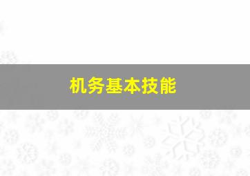 机务基本技能