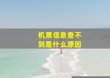 机票信息查不到是什么原因