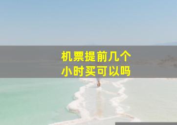 机票提前几个小时买可以吗