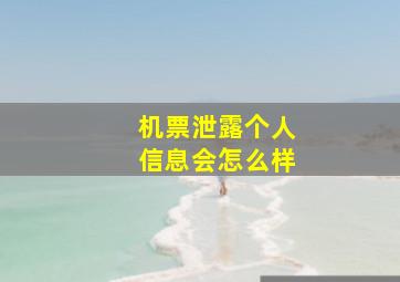 机票泄露个人信息会怎么样