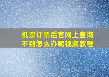 机票订票后官网上查询不到怎么办呢视频教程