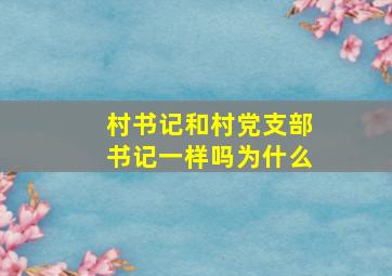 村书记和村党支部书记一样吗为什么