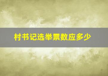 村书记选举票数应多少