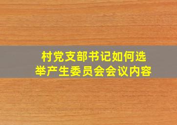 村党支部书记如何选举产生委员会会议内容