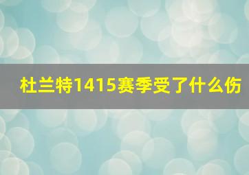 杜兰特1415赛季受了什么伤