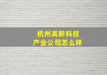 杭州高新科技产业公司怎么样