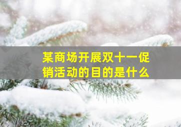 某商场开展双十一促销活动的目的是什么