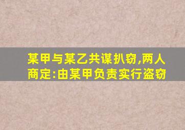 某甲与某乙共谋扒窃,两人商定:由某甲负责实行盗窃