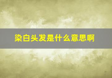 染白头发是什么意思啊