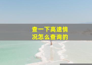 查一下高速情况怎么查询的