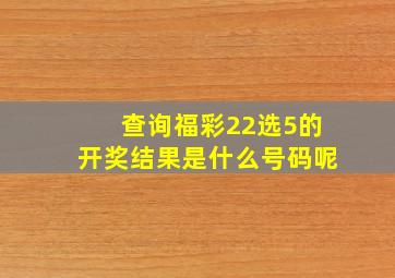 查询福彩22选5的开奖结果是什么号码呢