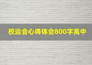 校运会心得体会800字高中