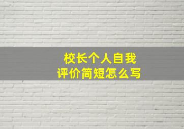 校长个人自我评价简短怎么写