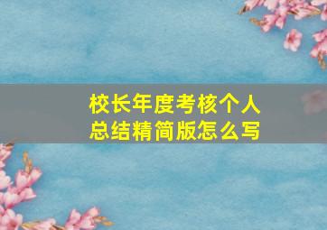 校长年度考核个人总结精简版怎么写