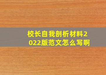 校长自我剖析材料2022版范文怎么写啊