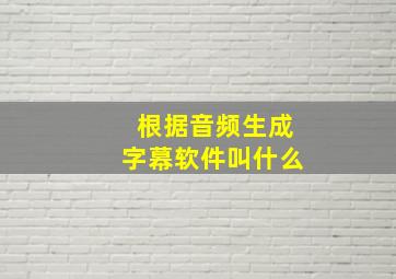 根据音频生成字幕软件叫什么