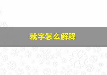 栽字怎么解释