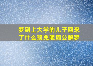 梦到上大学的儿子回来了什么预兆呢周公解梦