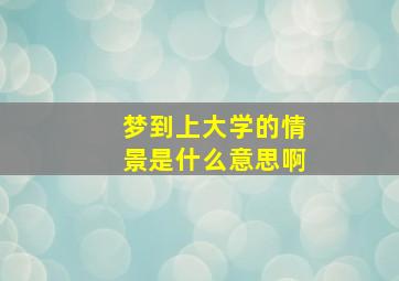 梦到上大学的情景是什么意思啊