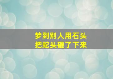 梦到别人用石头把蛇头砸了下来