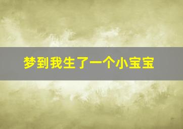 梦到我生了一个小宝宝