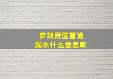 梦到房屋管道漏水什么意思啊