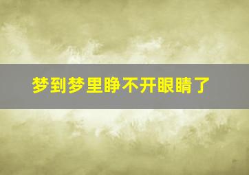 梦到梦里睁不开眼睛了