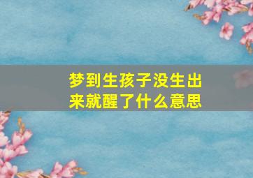 梦到生孩子没生出来就醒了什么意思