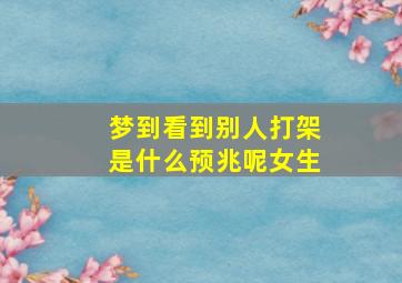 梦到看到别人打架是什么预兆呢女生