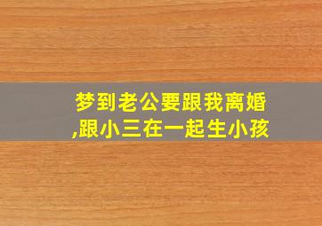 梦到老公要跟我离婚,跟小三在一起生小孩