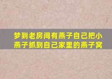 梦到老房间有燕子自己把小燕子抓到自己家里的燕子窝