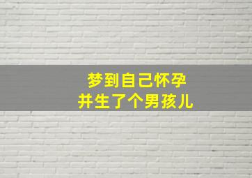 梦到自己怀孕并生了个男孩儿