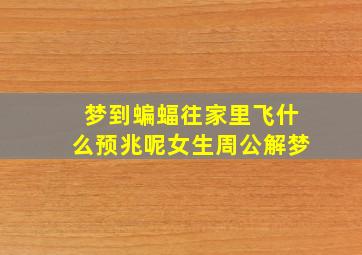 梦到蝙蝠往家里飞什么预兆呢女生周公解梦