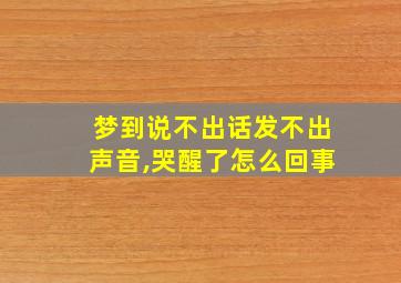 梦到说不出话发不出声音,哭醒了怎么回事